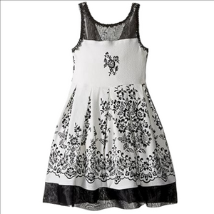 Bonnie Jean Elegant Black and White Floral Kids Dress